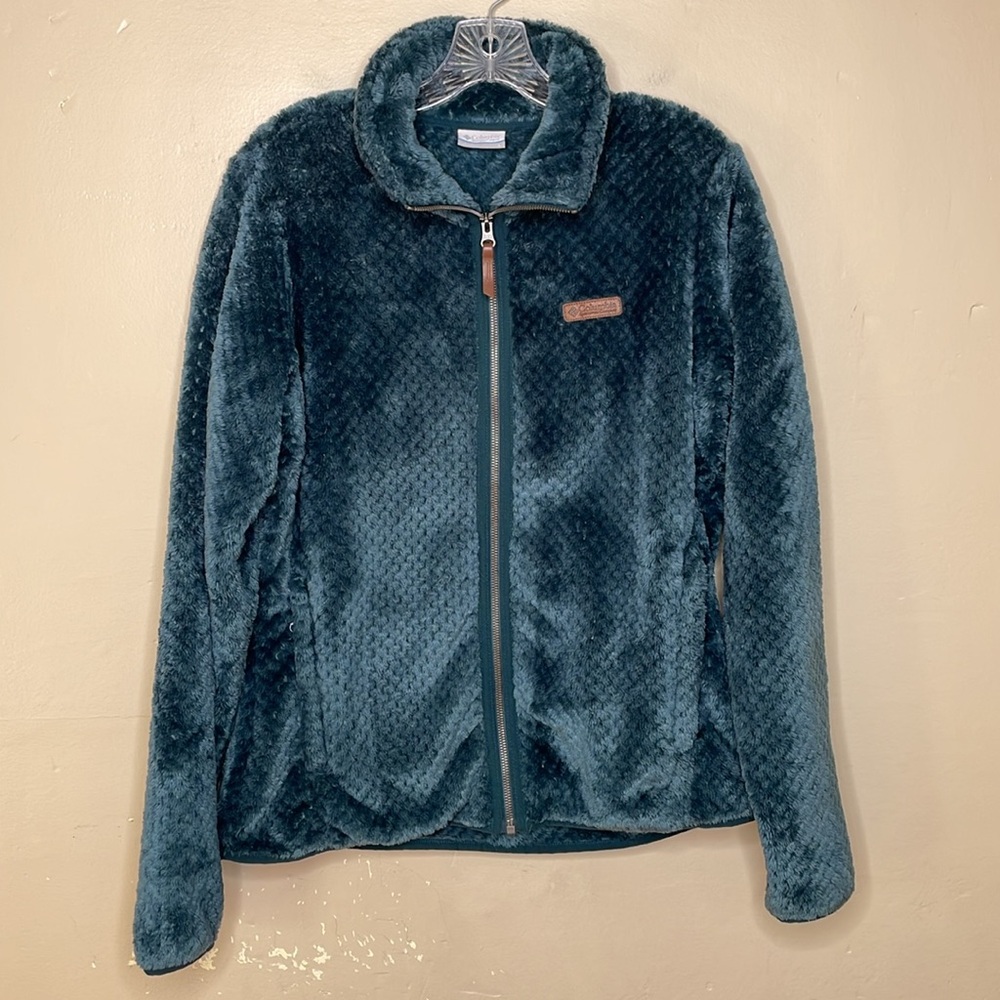 EDDIE BAUER Fleece Jacket Zip Front Teal Cozy Comfortable Warm Mock Collar Lg